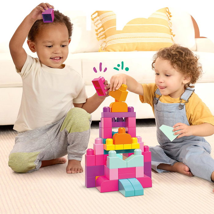 Mega Bloks Bolsa Rosa 60 Bloques de Construcción para Bebés +12 Meses