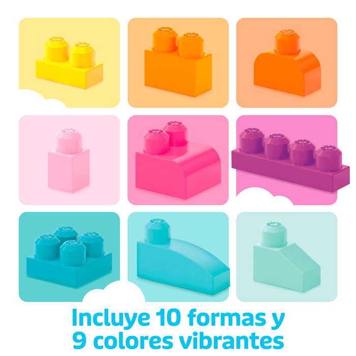 Mega Bloks Bolsa Rosa 60 Bloques de Construcción para Bebés +12 Meses