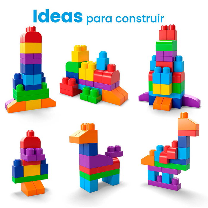 Mega Bloks Dch55 Bolsa Clásica de 60 Piezas Mega Bloks, Bloques de Construcción Premiada para +12 Meses, Español, Francés, Alemán, Portugués, Inglés