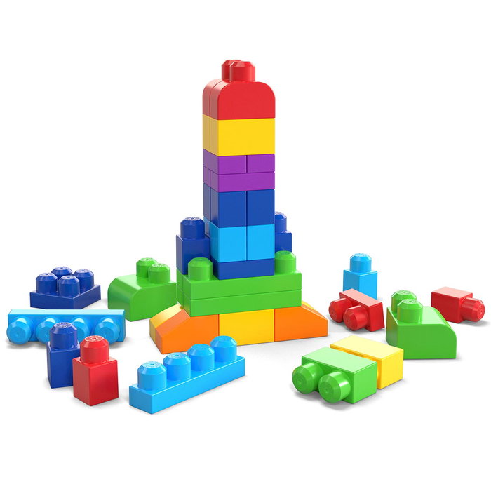 Mega Bloks Dch55 Bolsa Clásica de 60 Piezas Mega Bloks, Bloques de Construcción Premiada para +12 Meses, Español, Francés, Alemán, Portugués, Inglés