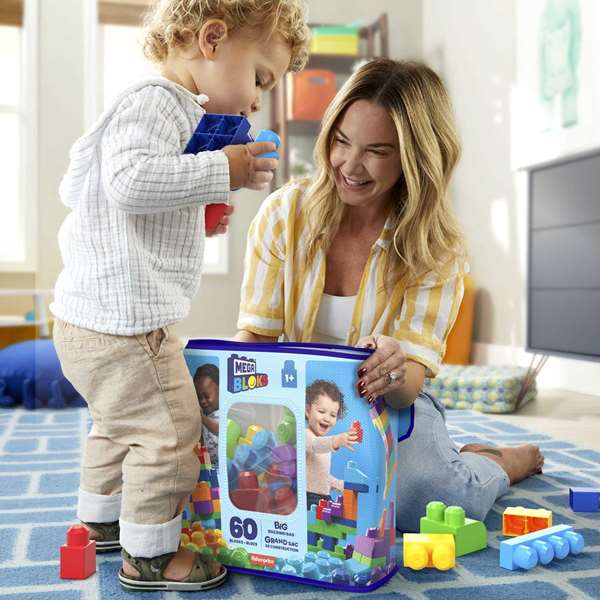 Mattel Bolsa Construccion Mega Bloks 60 Piezas Azul para Niños