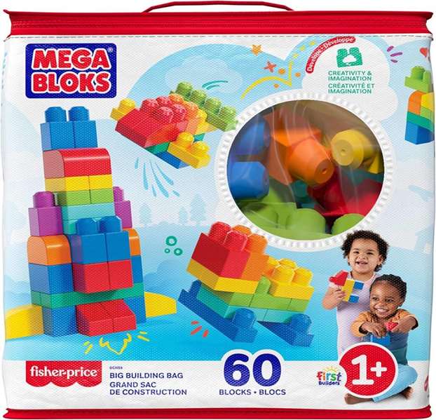 Mattel Bolsa Construccion Mega Bloks 60 Piezas Azul para Niños