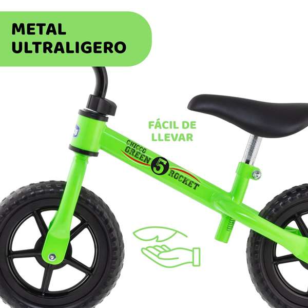 Chicco Bicicleta sin Pedales S Bullet Verde 10 Pulgadas para Niños de 2 a 5 Años Ideal para el Equilibrio