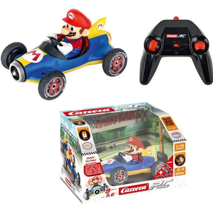 CARRERA Mario Kart Mach 8 Mario - Coche de Carreras Control Remoto Azul y Amarillo