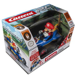 Carrera Mario Kart 8 - Mario Kart RC Mach 8 1:18, Coche de Carreras Control Remoto, Diseño Azul y Amarillo, Hasta 9 km/h, para +6 Años