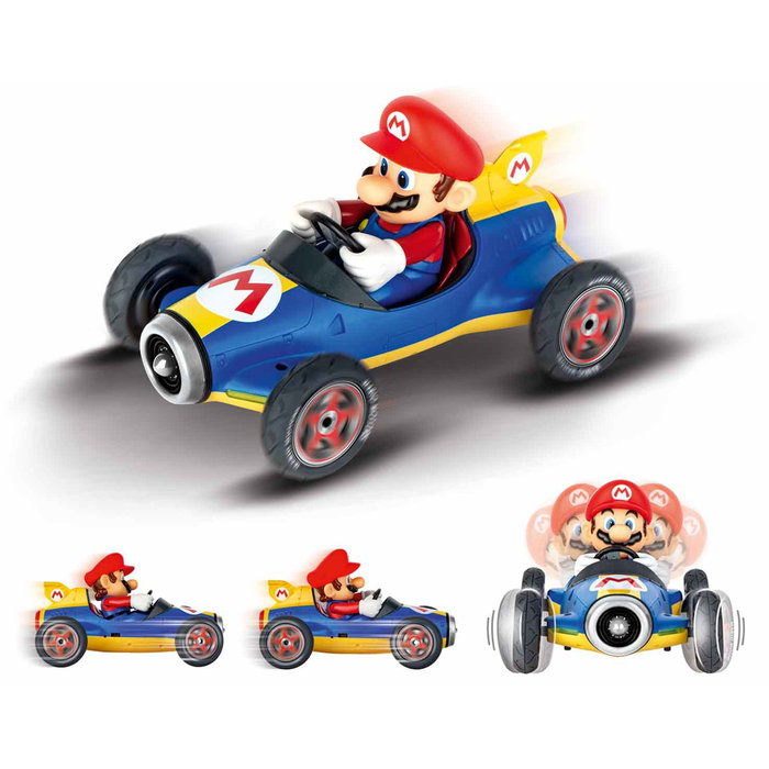 CARRERA Mario Kart Mach 8 Mario - Coche de Carreras Control Remoto Azul y Amarillo