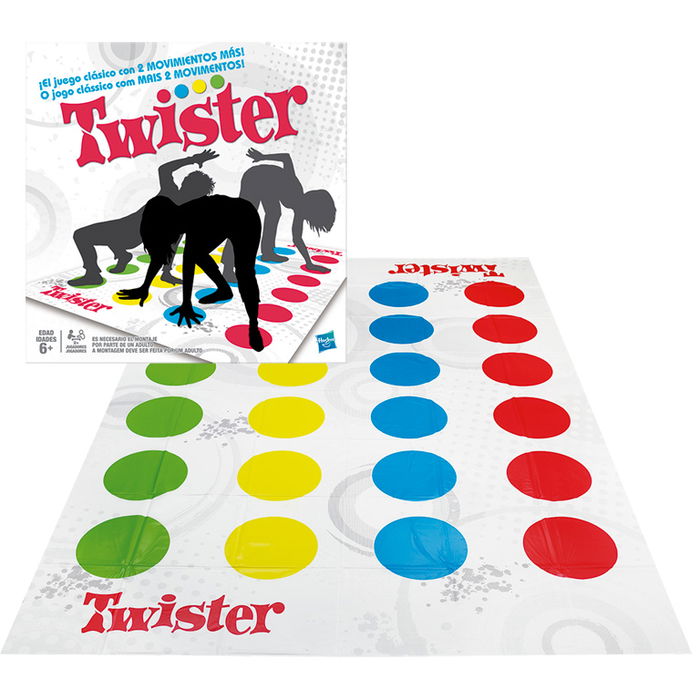 Hasbro Games Twister Juego de Equilibrio 98831 para Niños +6 Años Alfombra Impermeable Ideal para Familias