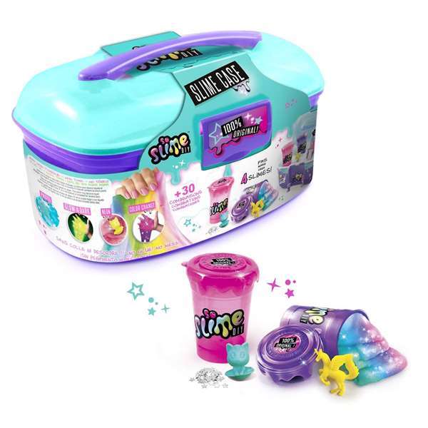 Canal Toys Maletín Slime Kit para Crear Slime, con 4 Slimes en Polvo, Decoraciones, Purpurina y Accesorios, Juguete Manualidades para Niños 3+ Años