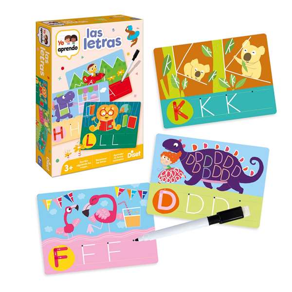 Diset Juego Educativo Yo Aprendo Las Letras, Juego Educativo para Niños +5 Años con Láminas Borrables y Rotulador