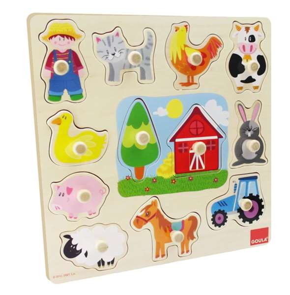 Goula Puzzle Siluetas Granja Madera 12 Piezas 31x30x1.5 cm