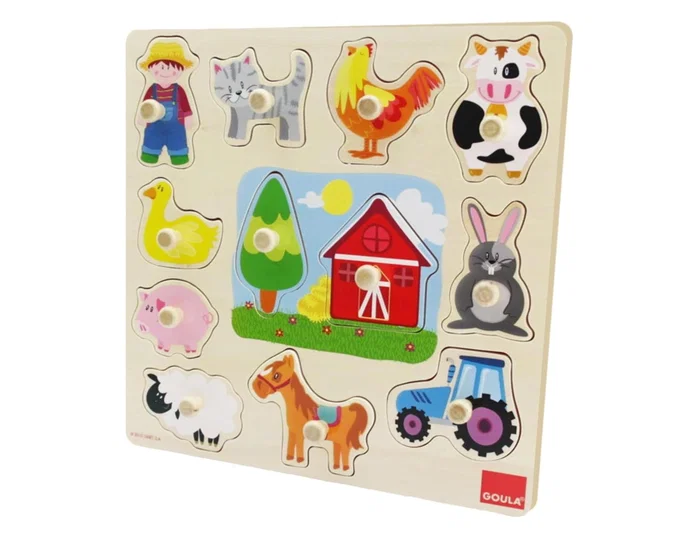 Goula Puzzle de Madera Siluetas de la Granja 12 Piezas