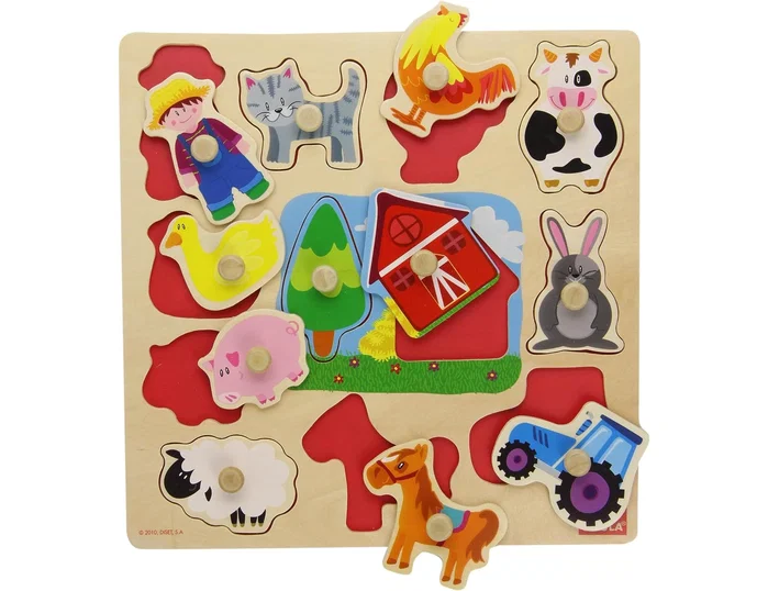 Goula Puzzle de Madera Siluetas de la Granja 12 Piezas