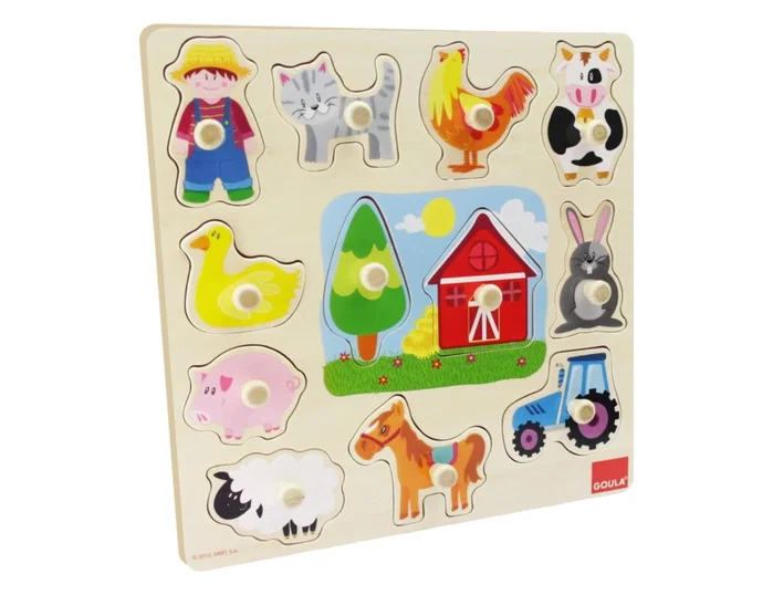 Goula Puzzle de Madera Siluetas de la Granja 12 Piezas