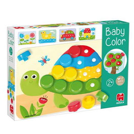 Goula Baby Color 53140 Juego Educativo para Aprender Colores con 20 Pivotes de Madera y 6 Láminas Progresivas +2 Años