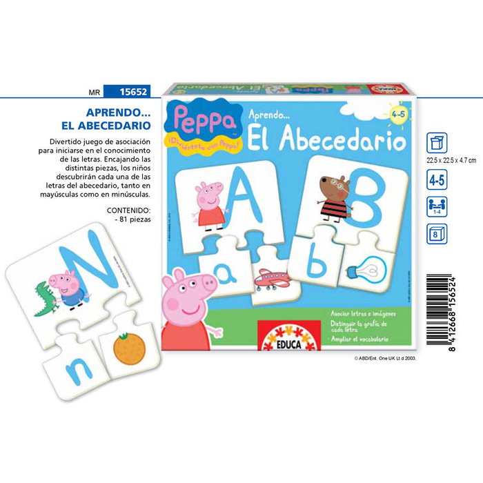 Educa Juego Aprendo el Abecedario con Peppa Pig para Niños de 4 a 5 Años