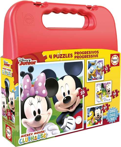 Educa Puzzles Progresivos Mickey Mouse 12-16-20-25 Piezas Maletín