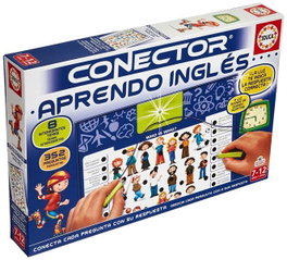 Educa Borrás Juego Conector Aprendo Inglés con 8 Láminas y 352 Preguntas