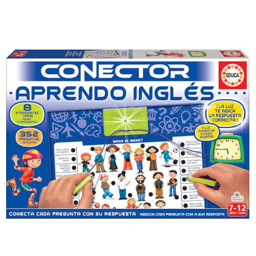Educa Borrás Juego Conector Aprendo Inglés con 8 Láminas y 352 Preguntas