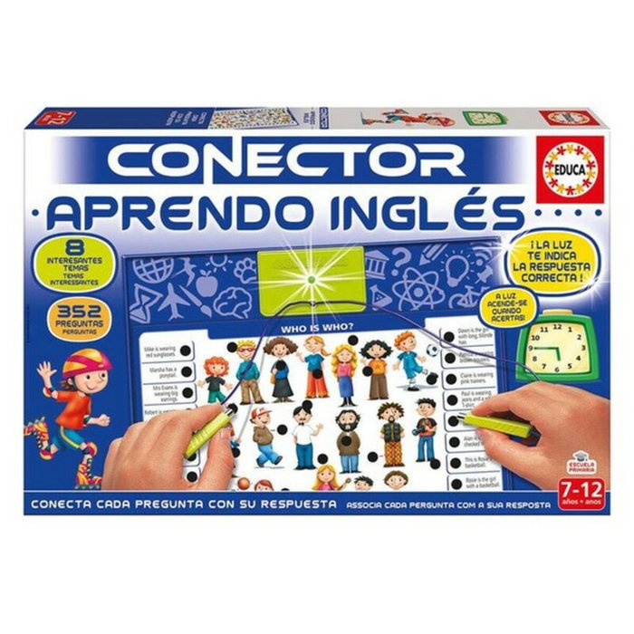 Educa Borrás Juego Conector Aprendo Inglés con 8 Láminas y 352 Preguntas