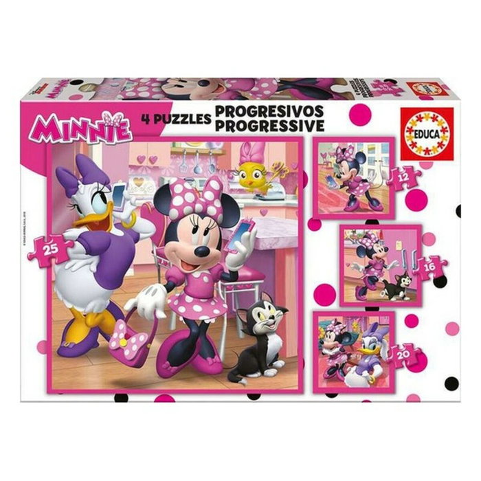 Educa Puzzles progresivos Minnie Happy Helpers 12-16-20-25 piezas Educa Puzzles progresivos Minnie Happy Helpers 12-16-20-25 piezas