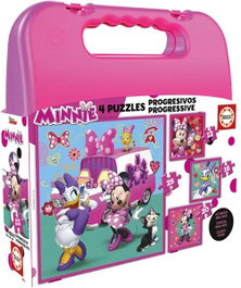 Educa Puzzles Progresivos Minnie Happy Helpers 12-16-20-25 Piezas en Maletín