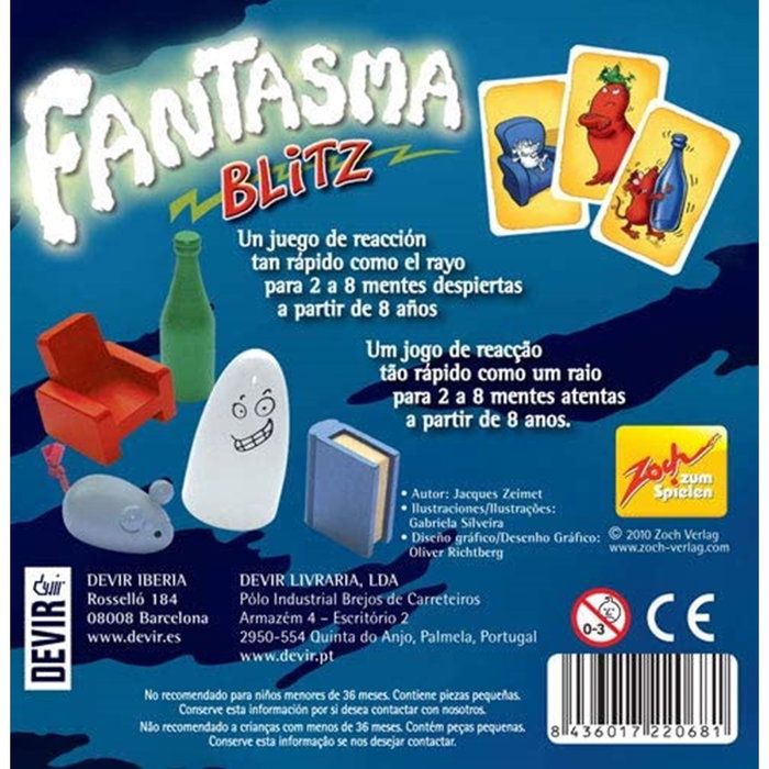 Devir Fantasma Blitz - Juego de Mesa de Reflejos Rápido, de 2 a 8 Jugadores, Edad Recomendada 8+ (PEGI 8), Idioma Español