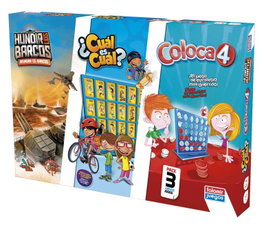 Falomir Pack de Juegos de Mesa: Coloca 4, Hundir los Barcos y Cuál es Cuál