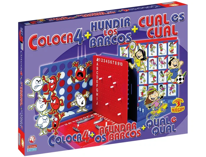 Falomir Pack de Juegos de Mesa: Coloca 4, Hundir los Barcos y Cuál es Cuál Falomir Pack de Juegos de Mesa: Coloca 4, Hundir los Barcos y Cuál es Cuál