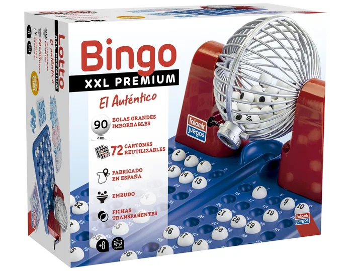 Falomir Bingo XXL Premium con 48 Cartones y Bolas Imborrables Falomir Bingo XXL Premium con 48 Cartones y Bolas Imborrables
