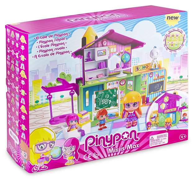 Famosa Pinypon Colegio: Gran Playset con 2 Caras de Juego y 33 Accesorios para Muñecas - Edad 4+ Años