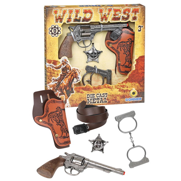 Gonher Set de Vaquero Wild West con Pistola de 8 Tiros y Accesorios Gonher Set de Vaquero Wild West con Pistola de 8 Tiros y Accesorios