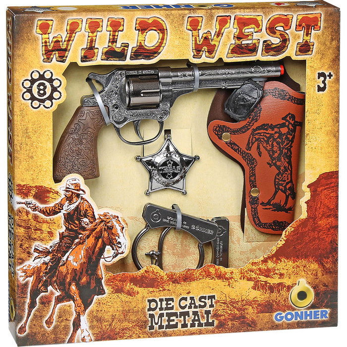 Gonher Set de Vaquero Wild West con Pistola de 8 Tiros y Accesorios Gonher Set de Vaquero Wild West con Pistola de 8 Tiros y Accesorios