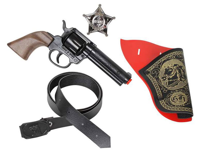 Gonher Pistola 8 Tiros Wild West con Cartuchera y Estrella Juguete Sheriff para Niños +3 Años 21x27x3 cm