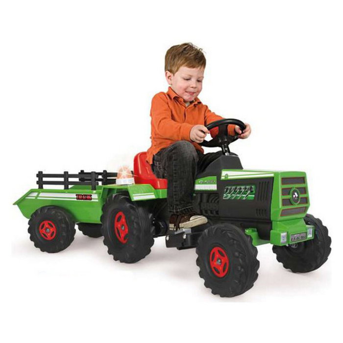 Injusa Tractor Básico 6V con Remolque, Luces y Sonidos Verde Injusa Tractor Básico 6V con Remolque, Luces y Sonidos Verde