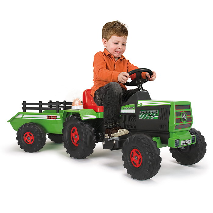 Injusa Tractor Básico 6V con Remolque, Luces y Sonidos Verde Injusa Tractor Básico 6V con Remolque, Luces y Sonidos Verde