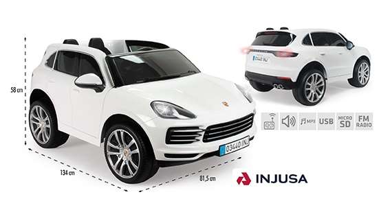 Coche bateria porsche cayenne s 12v radio control 2 plazas con luz y sonido 134x81,5x58 cm - modelos surtidos
