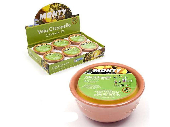 Juinsa Vela de Citronela 3% en Base Terracota 13x6.5 cm