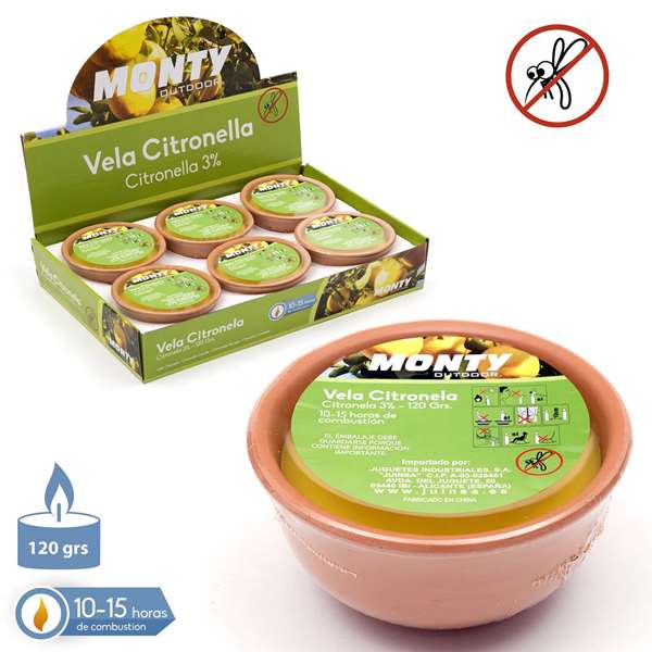 Juinsa Vela de Citronela 3% en Base Terracota 13x6.5 cm