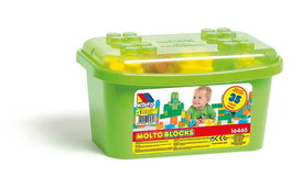 Molto Bloques de Construcción 12470 - Caja con 35 Piezas para Niños a Partir de 1 Año, Juguete Educativo de Plástico