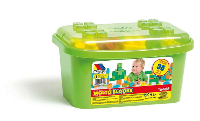 Molto Bloques de Construcción 12470 - Caja con 35 Piezas para Niños a Partir de 1 Año, Juguete Educativo de Plástico Molto Bloques de Construcción 12470 - Caja con 35 Piezas para Niños a Partir de 1 Año, Juguete Educativo de Plástico