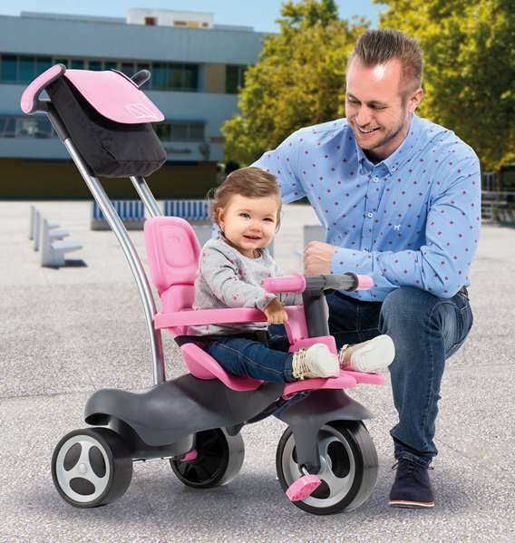 Molto Urban Trike Triciclo Rosa con Palo, Cinturón, Bolsa y Rueda de Goma 98 cm