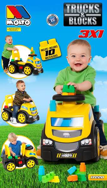 Molto Correpasillos Camión con 10 Blocks 89 cm para Niños y Niñas a Partir de 36 Meses Juguete de Plástico
