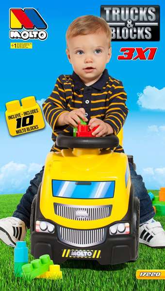 Molto Correpasillos Camión con 10 Blocks 89 cm para Niños y Niñas a Partir de 36 Meses Juguete de Plástico