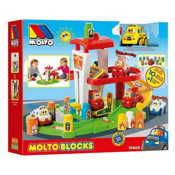 Molto Juego de construcción estación de bomberos con coche electrónico, luz y sonido Molto Juego de construcción estación de bomberos con coche electrónico, luz y sonido