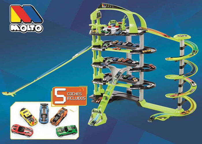 Molto Parking 5 plantas 152 cm de largo incluye 5 coches para niños a partir de 3 años