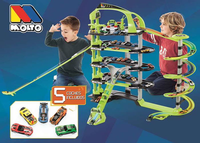 Molto Parking 5 plantas 152 cm de largo incluye 5 coches para niños a partir de 3 años