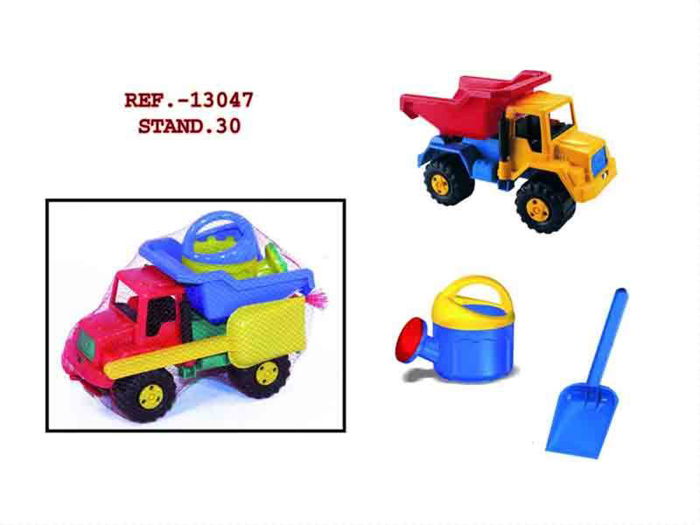 AVC Juego de Playa con Camión Volquete (28x23x15 cm), Pala y Regadera para Niños +10 Meses