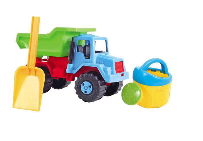 AVC Juego de Playa con Camión Volquete (28x23x15 cm), Pala y Regadera para Niños +10 Meses