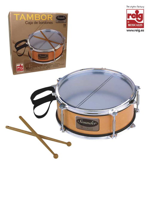 Reig Tambor Sounder Metalizado con Baquetas y Bandolera
