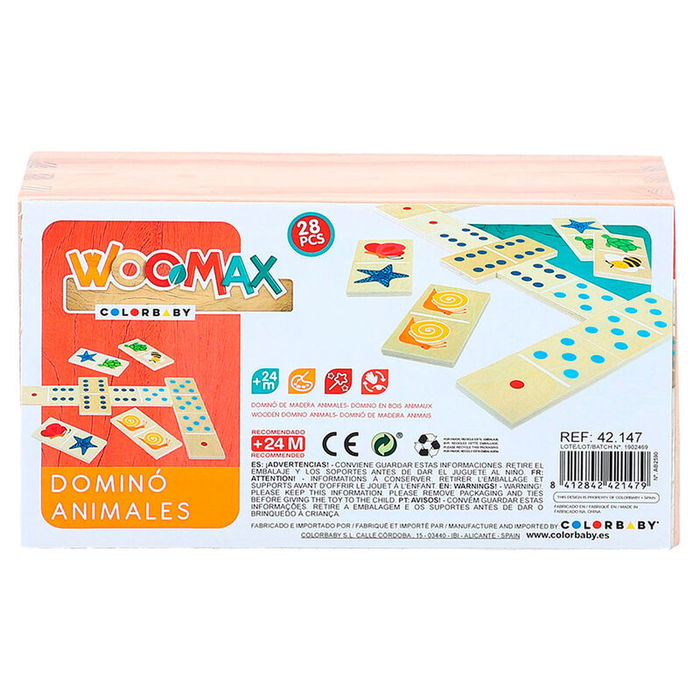 WOOMAX Domino de Madera con Animales 29 Piezas para Niños a Partir de 24 Meses WOOMAX Domino de Madera con Animales 29 Piezas para Niños a Partir de 24 Meses